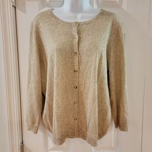 Ann Taylor‎ Gold Sparkle Cardigan XXL Silk Cotton Blend NWT